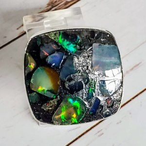 Fire Opal in Pyrite Matrix Ring